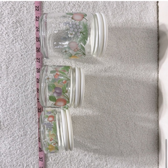 Vintage 80s KIG Indonesia Glass Fruit Flower Canister Set (3) - Picture 10 of 12